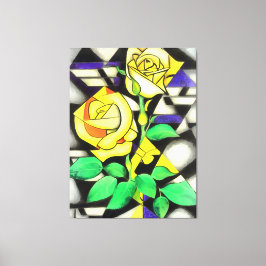 Impressão Em Tela Arte Geométrica Abstrato das Rosas Amarelas