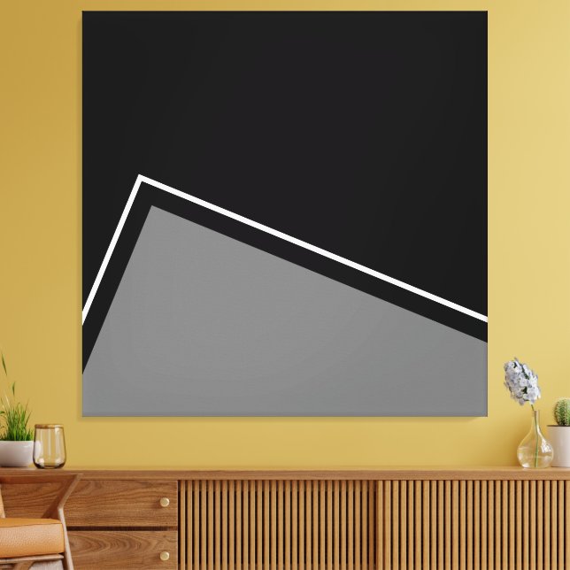 Impressão Em Tela Arte Geométrica Branca de Cinzas Médias Modernas (Insitu(Sala de estar))