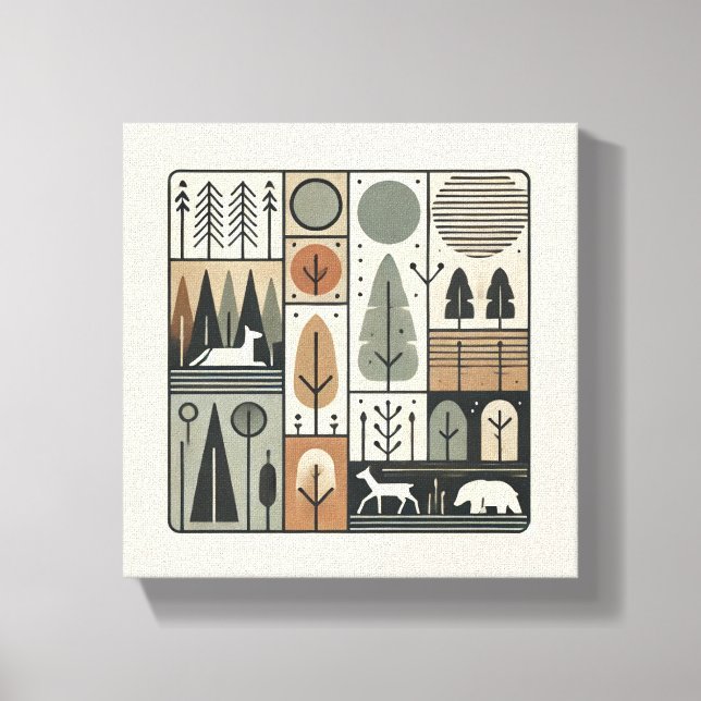 Impressão Em Tela arte geométrica de abstratos minimalista (Frente)