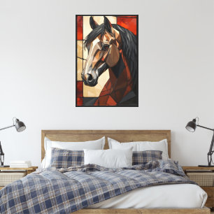 Impressão Em Tela Arte Geométrica de Cavalo em Tela Presente Moderno