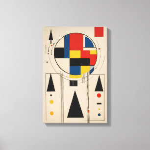 Impressão Em Tela Arte Geométrica Minimalista Inspirada em Bauhaus