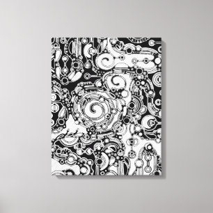 Impressão Em Tela Arte Geométrica Preta E Branca 3