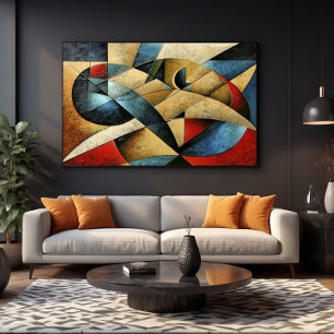 Impressão Em Tela Arte Geométrica Texturizada