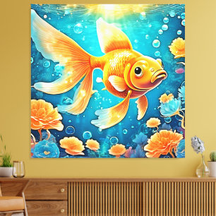 Impressão Em Tela Arte Goldfish Submarino