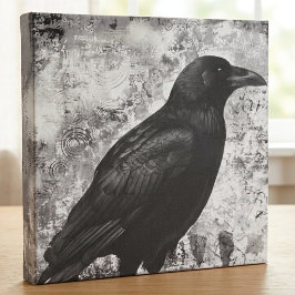 Impressão Em Tela Arte Grunge de Corvo Gótico Vintage
