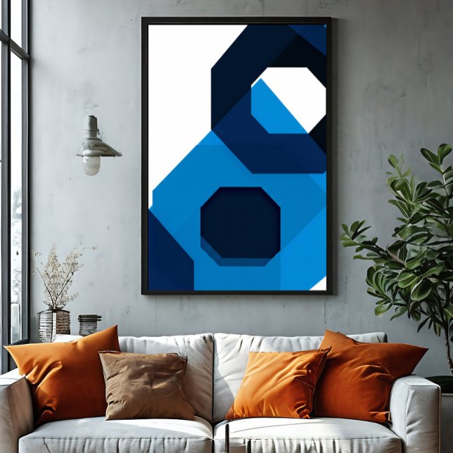 Impressão Em Tela Arte Hexágono Azul (Criador carregado)