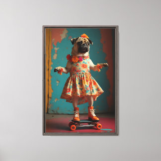 Impressão Em Tela Arte impressa de retrato personalizado de Pug