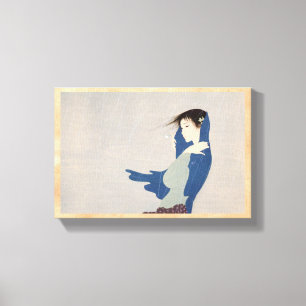 Impressão Em Tela Arte japonesa da mulher da chuva fina de Nakajima