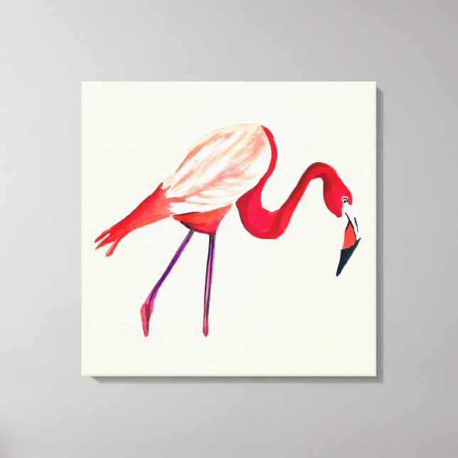 Impressão Em Tela Arte laranja flamingo aquarela (Frente)