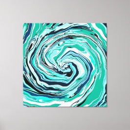 Impressão Em Tela Arte Marble Azul, Teal, Turquesa e Rochas Brancas