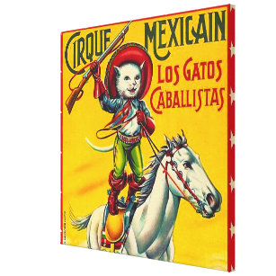 Impressão Em Tela Arte mexicana do poster vintage do circo do gato