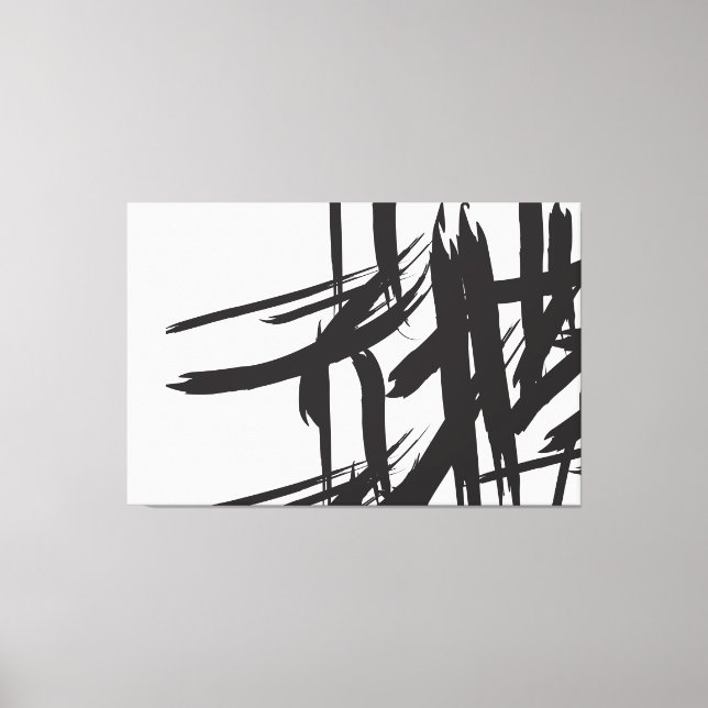 Impressão Em Tela Arte mínima de abstrato branco e preto (Frente)