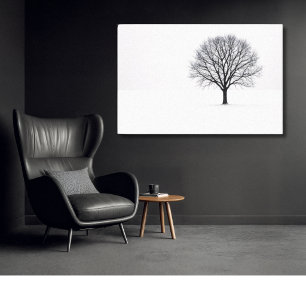 Impressão Em Tela Arte Minimalista de Árvore Preto e Branco