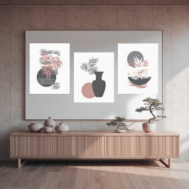 Impressão Em Tela Arte Minimalista em Tela Rosa e Cinza para Parede