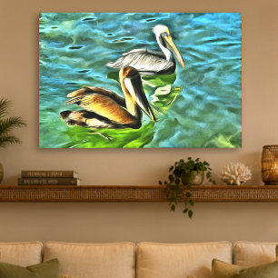 Impressão Em Tela Arte Mismaloya México Pelicanos México 0329