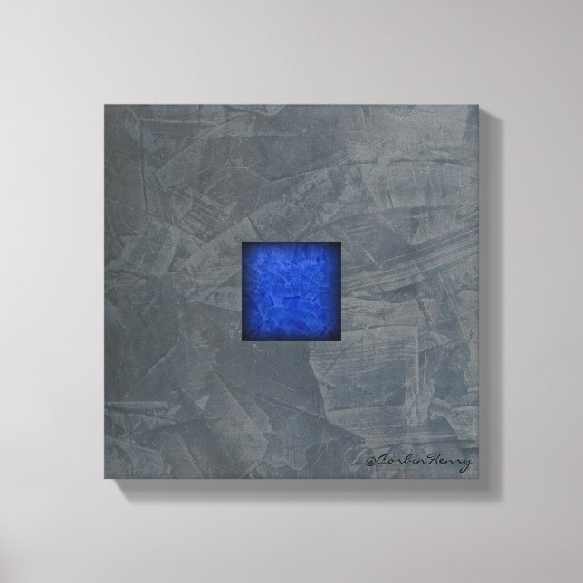 Impressão Em Tela Arte Moderna em Tela Cinza Ardósia — Azul Cobalto (Frente)