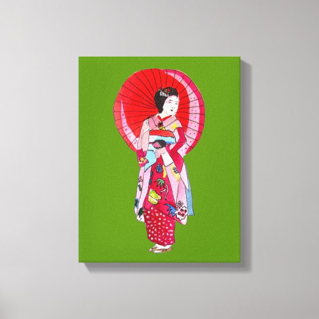 Impressão Em Tela Arte moderna japonesa Geisha com guarda-chuva (Frente)