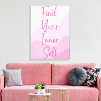 Impressão Em Tela Arte Motivacional Rosa na Parede – Encontre o Seu