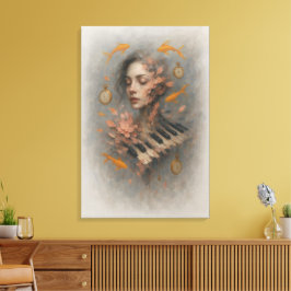 Impressão Em Tela Arte Musical Abstrata | Piano Surrealista