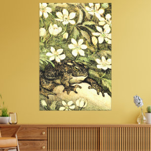 Impressão Em Tela Arte Neerlandesa Nouveau Toad e Dogwood