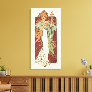 Impressão Em Tela Arte Nova Antiga, Champanhe por Alphonse Mucha