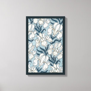 Impressão Em Tela Arte Nova Antiga, Flores de Íris de Jardim Azul