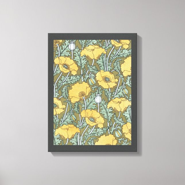 Impressão Em Tela Arte Nova Antiga, Flores de Papoula no Jardim (Frente)