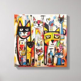 Impressão Em Tela Arte nova de gato abstrato colorido