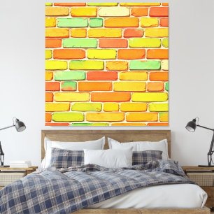 Impressão Em Tela Arte Padrão de Brick Vibrante