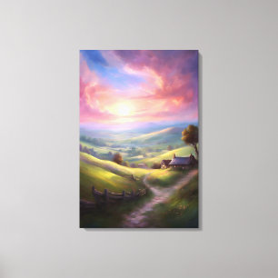 Impressão Em Tela Arte Paisagem Pacífica do Serene Countryside Sunri