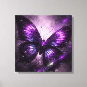 Impressão Em Tela Arte para Parede em Tela Borboleta Galáxia Roxa