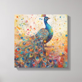 Impressão Em Tela Arte Peacock Moderna Colorida