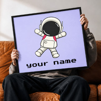 Impressão Em Tela Arte Personalizada de Astronauta Fofo em Tela na P