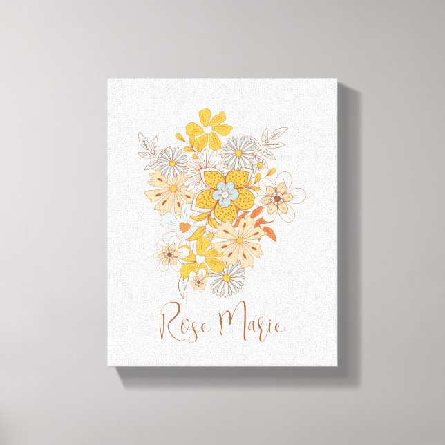 Impressão Em Tela Arte personalizada de tela para berçário boho flor (Frente)