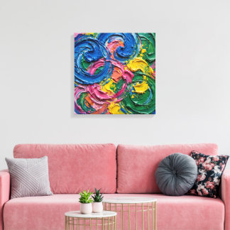 Impressão Em Tela Arte Pop Abstrata Elétrica - Azul Cobalto