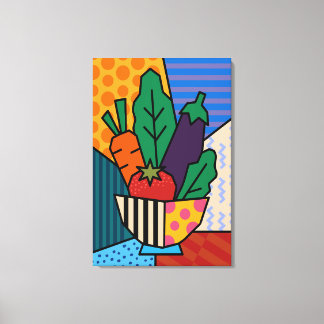 Impressão Em Tela Arte Pop Colorida de Legumes em Tela | Cozinha Ret