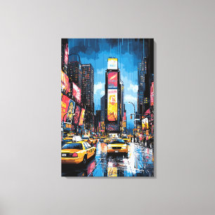 Impressão Em Tela Arte Pop Times Square com Táxis Amarelos
