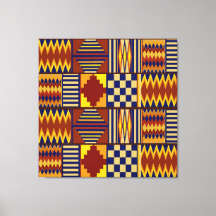 Impressão Em Tela Arte Popular Tribal - Amarelo Naval Ferrugem