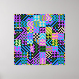 Impressão Em Tela Arte Popular Tribal - Azul