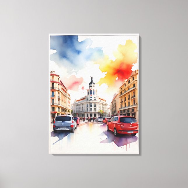 Impressão Em Tela Arte por aquarela de Madrid (Frente)