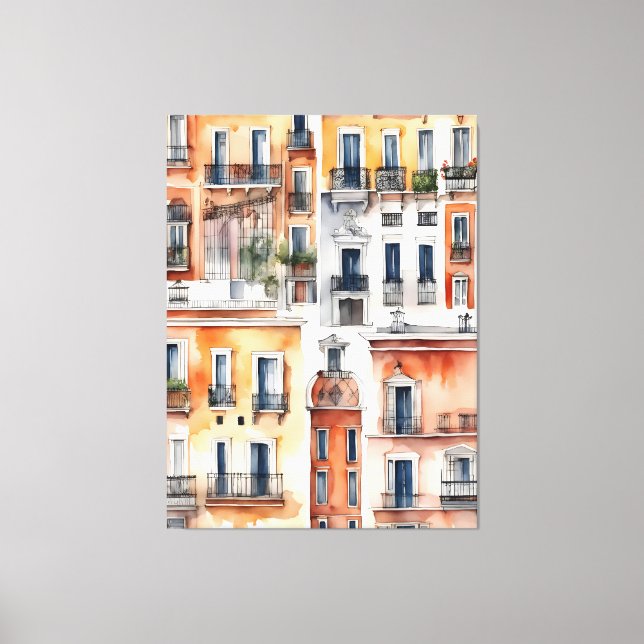 Impressão Em Tela Arte por aquarela de Madrid (Frente)