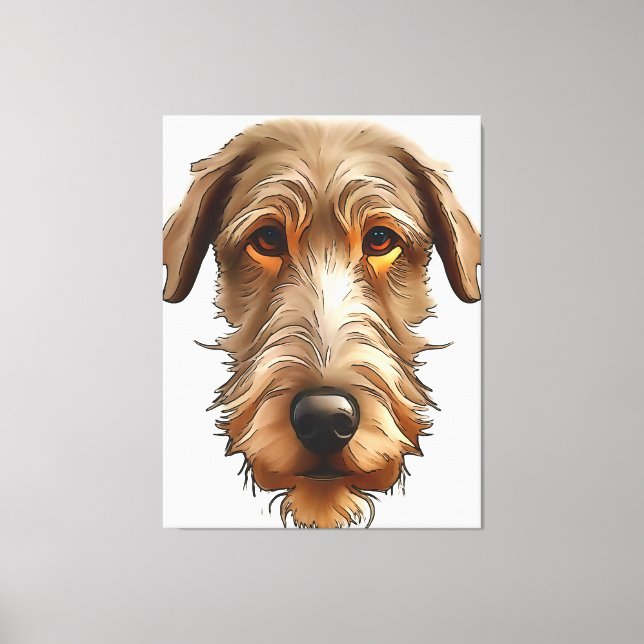 Impressão Em Tela Arte Preta Retrato Retrato do Pet de Wolfhound Irl (Frente)