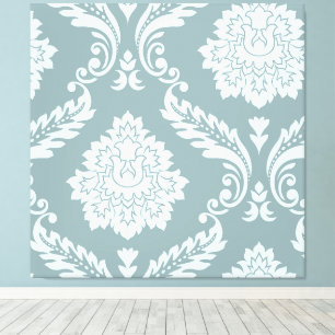 Impressão Em Tela Arte Rococó Damask I Azul Ovo de Pato+Turquesa