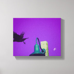 Impressão Em Tela Arte Roxo Verde Poste de Luz Langley Crow