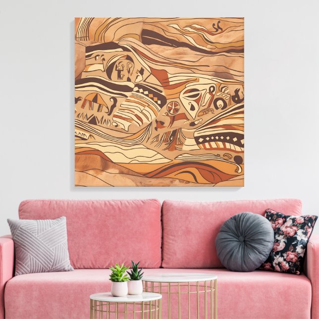 Impressão Em Tela arte rupestre antiga (Insitu(Sala de estar))