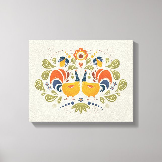 Impressão Em Tela Arte Slavic Folk Rooster Simples (Frente)