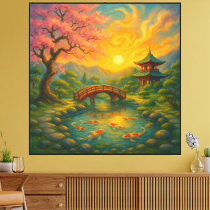 Impressão Em Tela Arte Sunset Wall do Jardim do Japão