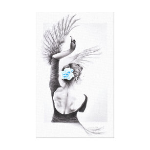 Impressão Em Tela Arte surreal do lápis da mulher da dança da cisne