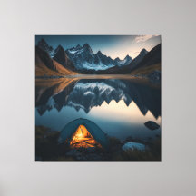 Arte temática de acampamento com Tenda, Montanhas