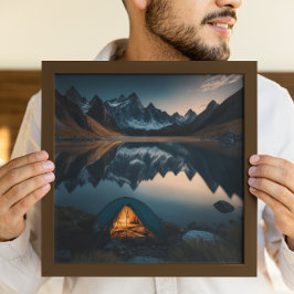 Impressão Em Tela Arte Temática de Acampamento com Tenda, Montanhas